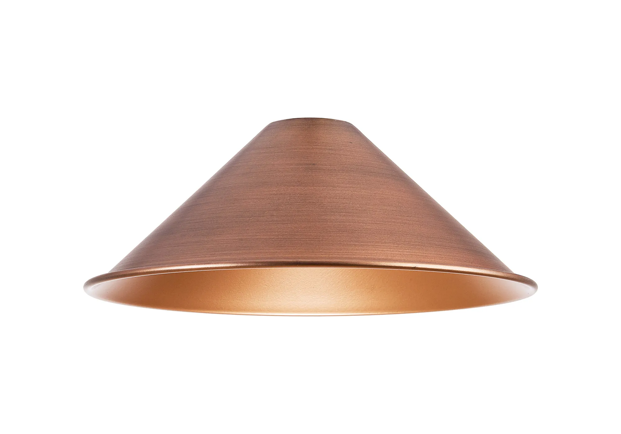 D1032/AC  Dreifa Curved 300mm Shallow Cone (MA) Painted Antique Copper Metal Shade